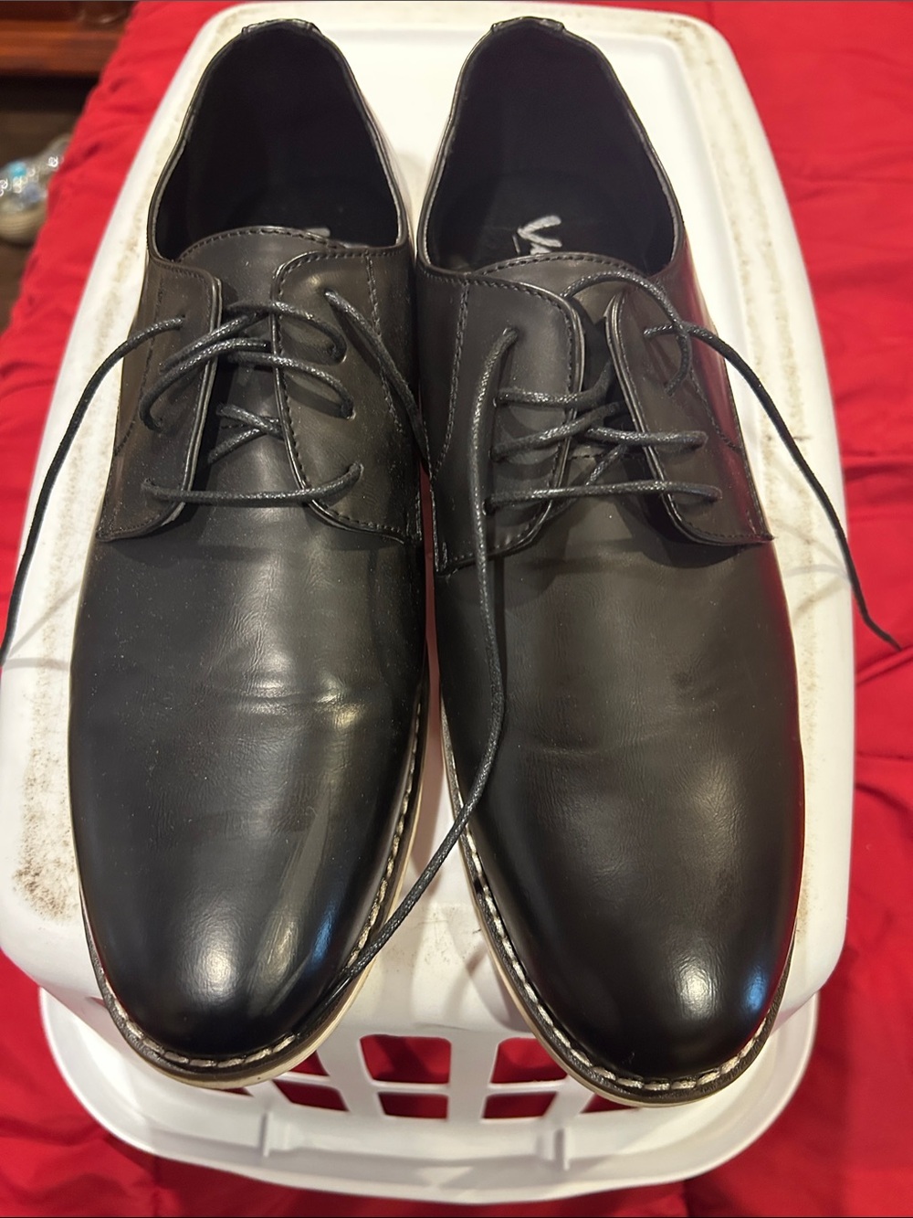Vostey Black Men's Lace-Up Derby Shoes